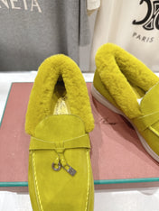LP 25S SUMMER CHARMS WALK LOAFERS IN OLIVE YELLOW SUEDE AND FLEECE