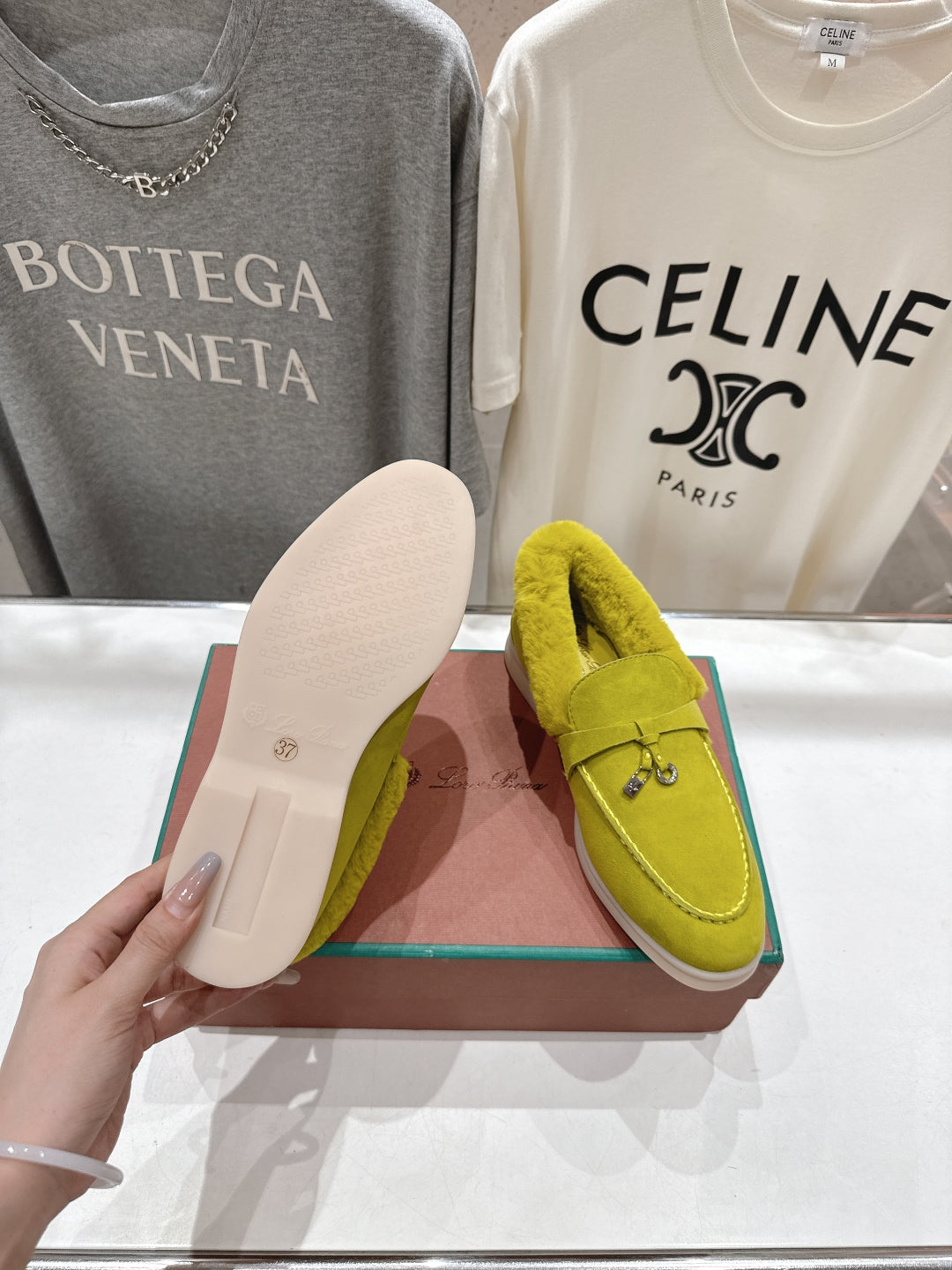 LP 25S SUMMER CHARMS WALK LOAFERS IN OLIVE YELLOW SUEDE AND FLEECE