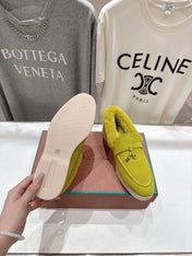 LP 25S SUMMER CHARMS WALK LOAFERS IN OLIVE YELLOW SUEDE AND FLEECE