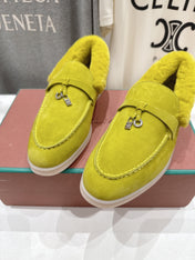 LP 25S SUMMER CHARMS WALK LOAFERS IN OLIVE YELLOW SUEDE AND FLEECE