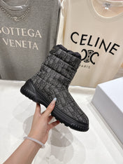 DIOR 25S ANKLE BOOTS IN DARK GREY MIX BLACK FEATHER