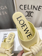 LOEWE 26S MULE LOAFERS IN BUTTER YELLOW CALFSKIN KNOT DETAIL
