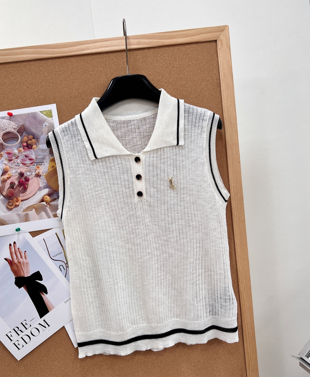 YSL 26S SLEEVELESS KNIT POLO TOP 487