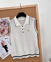 YSL 26S SLEEVELESS KNIT POLO TOP 487