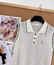 YSL 26S SLEEVELESS KNIT POLO TOP 487
