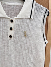 YSL 26S SLEEVELESS KNIT POLO TOP 487
