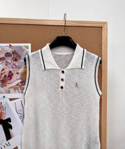 YSL 26S SLEEVELESS KNIT POLO TOP 487