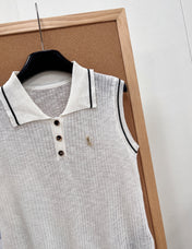 YSL 26S SLEEVELESS KNIT POLO TOP 487