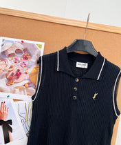 YSL 26S SLEEVELESS KNIT POLO TOP 486