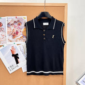 YSL 26S SLEEVELESS KNIT POLO TOP 486