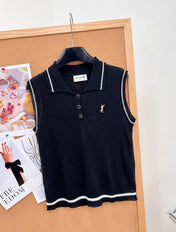 YSL 26S SLEEVELESS KNIT POLO TOP 486
