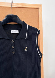 YSL 26S SLEEVELESS KNIT POLO TOP 486