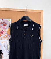 YSL 26S SLEEVELESS KNIT POLO TOP 486
