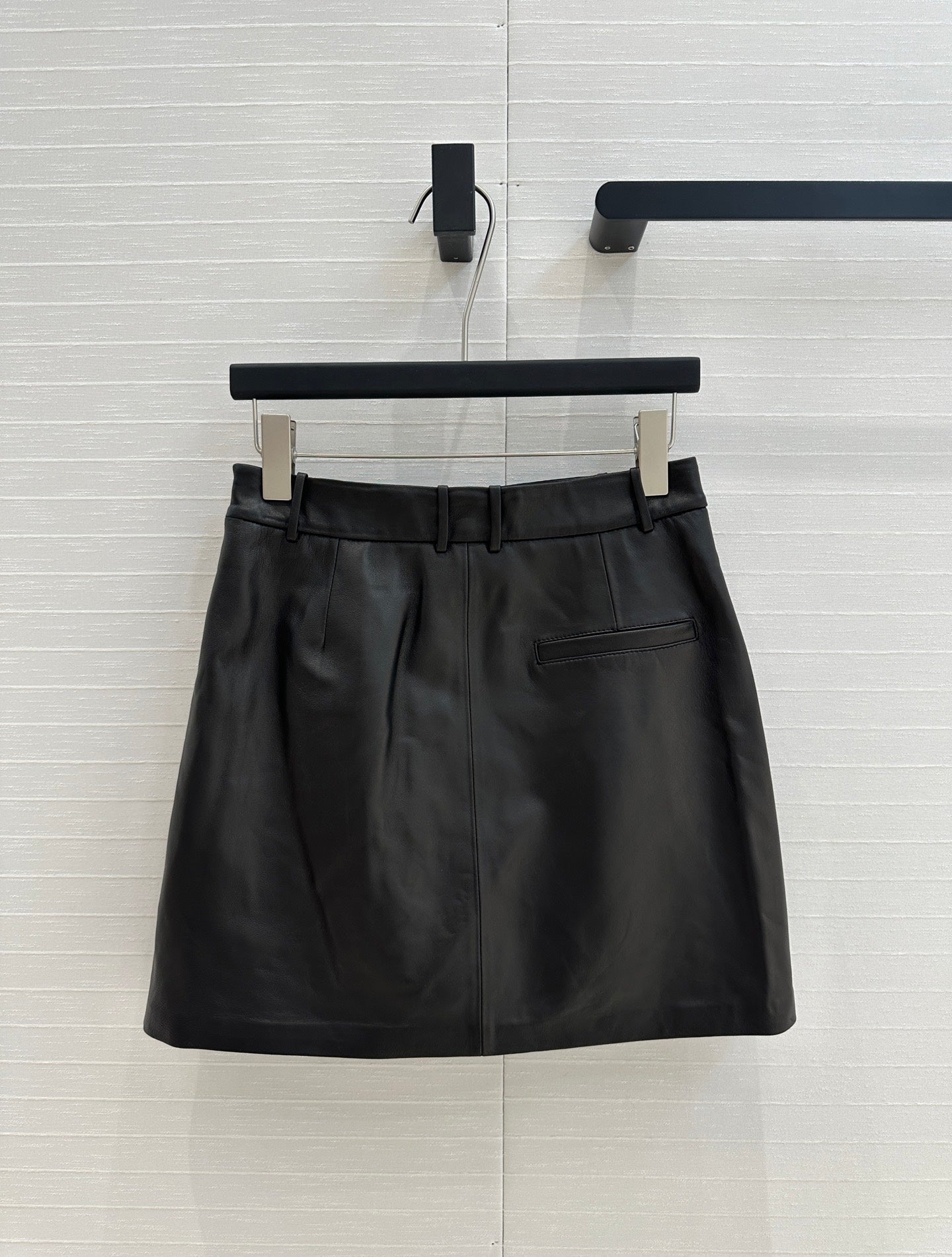 Loewe Draped Leather Skirt Black Lambskin