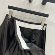 Loewe Draped Leather Skirt Black Lambskin