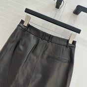Loewe Draped Leather Skirt Black Lambskin