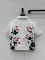 Loewe Rose Print Short-sleeved Shirt White Cotton