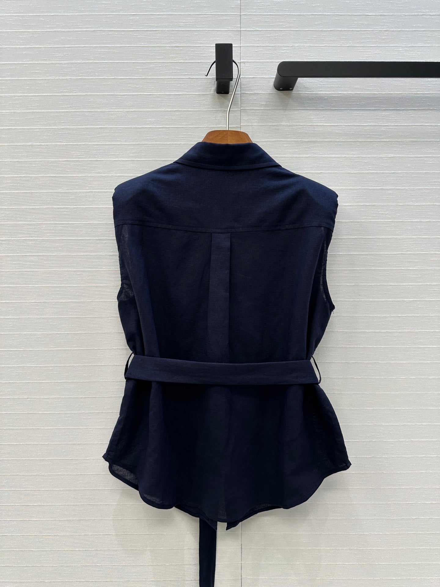 Loewe 25 Lace-up Waist Sleeveless Shirt Dark Blue Linen