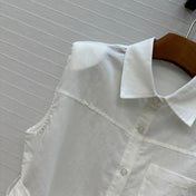 Loewe 25 Lace-up Waist Sleeveless Shirt White Linen