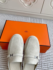 HM 25S MULES IN CREAM WHITE SUEDE WITH SILVER HARDWARE