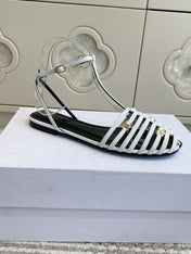 CELINE 26S CLEA TRIOMPHE GLADIATOR SANDALS IN WHITE LAMBSKIN