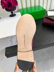 BOTTEGA VENETA 26S WOVEN LOAFERS IN DARK RED LAMBSKIN