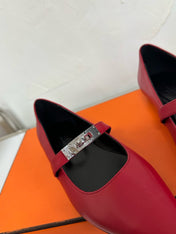 KIARA FLAT PUMP IN RUBY RED CALFSKIN