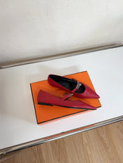 KIARA FLAT PUMP IN RUBY RED CALFSKIN