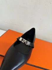 KIARA FLAT PUMP IN BLACK CALFSKIN