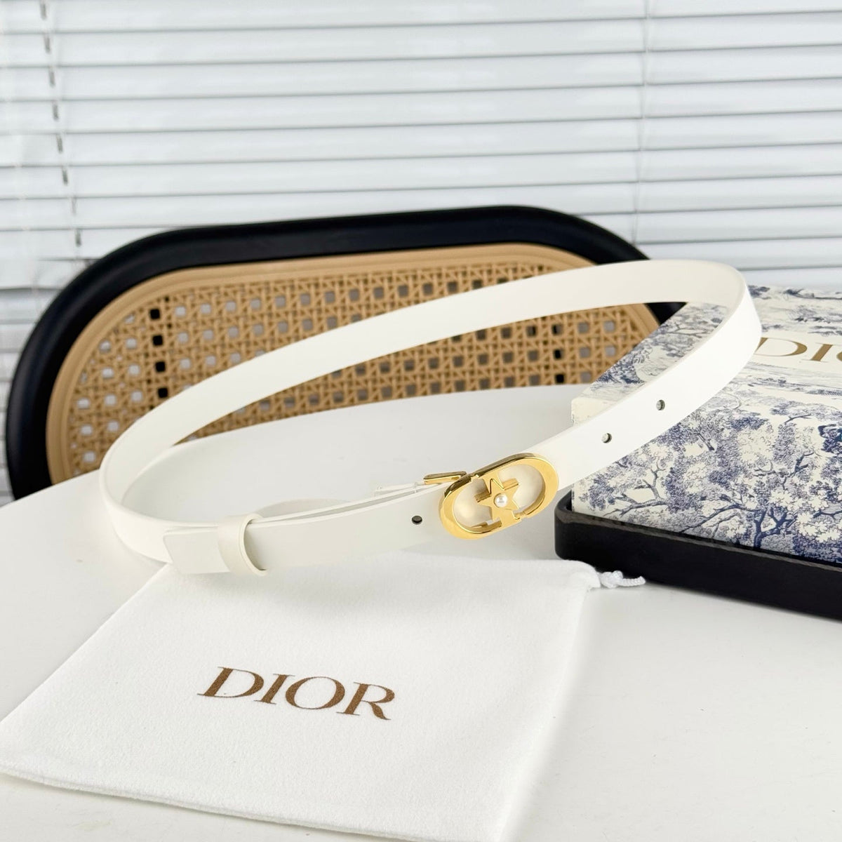 DIOR 25S BELT 20 MM IN WHITE CALFSKIN 564605