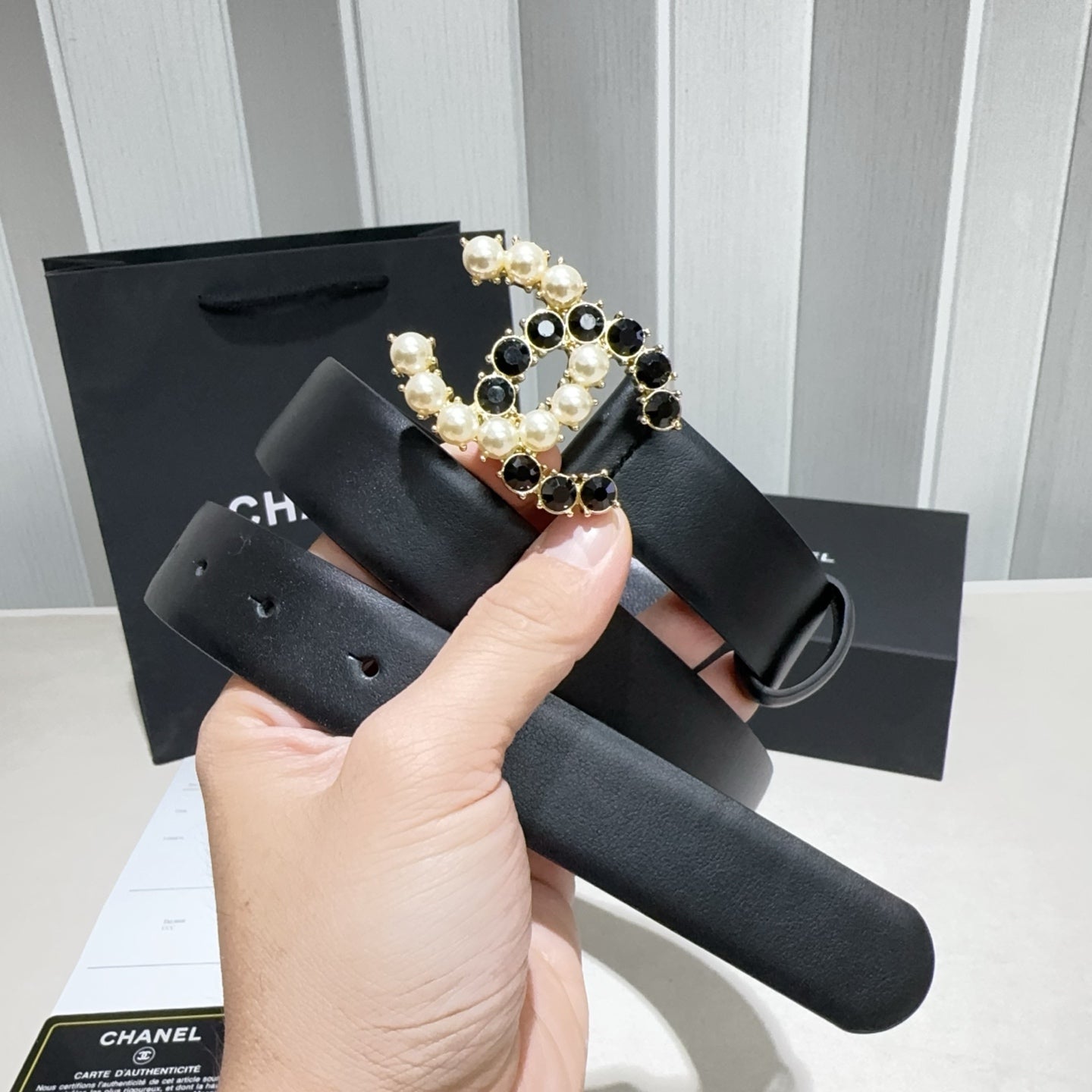 CHANEL 26S BELT 30 MM IN BLACK CALFSKIN 640392