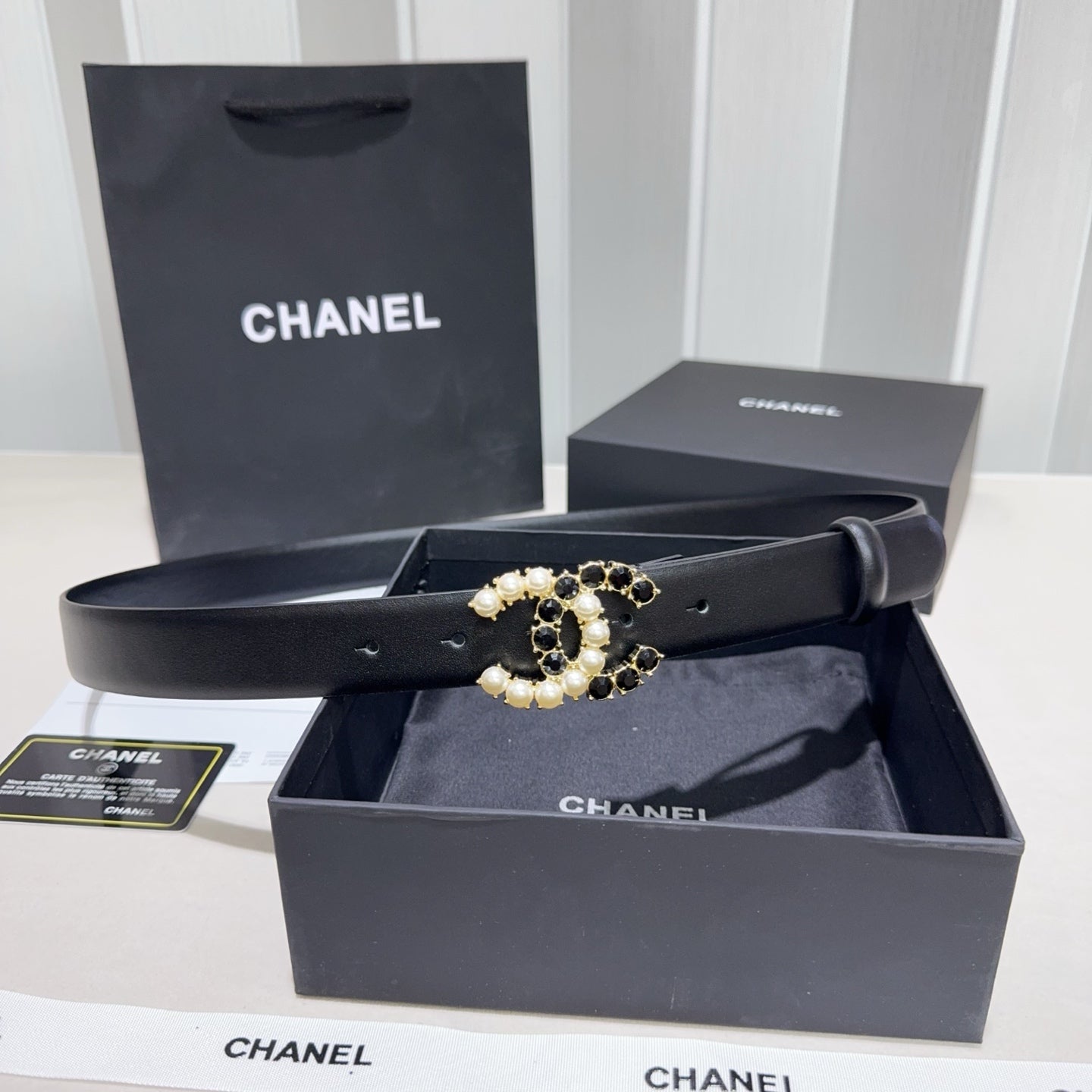 CHANEL 26S BELT 30 MM IN BLACK CALFSKIN 640392