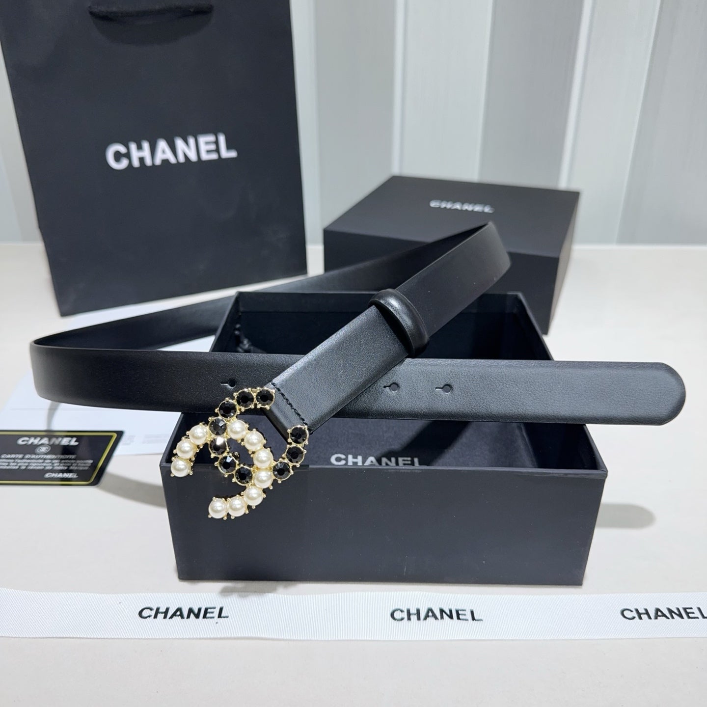 CHANEL 26S BELT 30 MM IN BLACK CALFSKIN 640392