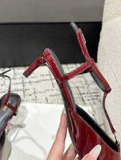 KITTEN T-BAR STRAP PUMP 5 CM IN RUBY RED PATENT CALFSKIN