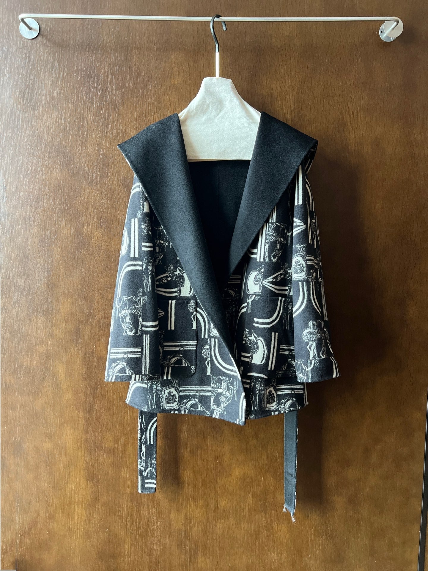 HERMES 25S REVERSIBLE LONG HOODED COAT 047
