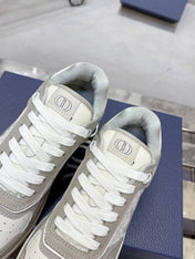 DIOR 25S B27 UPTOWN LOW-TOP SNEAKERS IN GREY MIX CREAM WHITE CALFSKIN STYLE 4