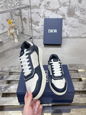 DIOR 25S B27 UPTOWN LOW-TOP SNEAKERS IN DARK BLUE MIX CREAM WHITE CALFSKIN STYLE 3