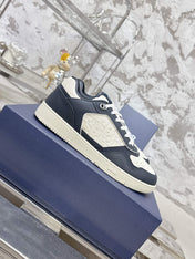 DIOR 25S B27 UPTOWN LOW-TOP SNEAKERS IN DARK BLUE MIX CREAM WHITE CALFSKIN STYLE 3