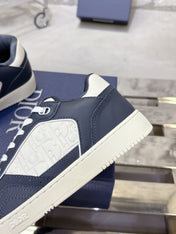 DIOR 25S B27 UPTOWN LOW-TOP SNEAKERS IN DARK BLUE MIX CREAM WHITE CALFSKIN STYLE 3