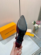LV 26S SLINGBACK PUMPS 55 MM IN DARK RED FABRIC AND CALFSKIN