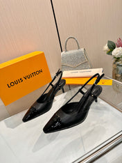 LV 26S SLINGBACK PUMPS 55 MM IN BLACK CALFSKIN