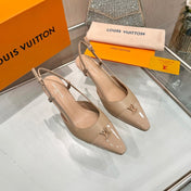 LV 26S SLINGBACK PUMPS 55 MM IN BEIGE BROWN CALFSKIN