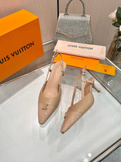 LV 26S SLINGBACK PUMPS 55 MM IN BEIGE BROWN CALFSKIN
