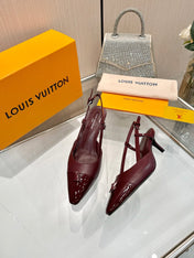 LV 26S SLINGBACK PUMPS 55 MM IN DARK RED CALFSKIN