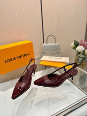 LV 26S SLINGBACK PUMPS 55 MM IN DARK RED CALFSKIN