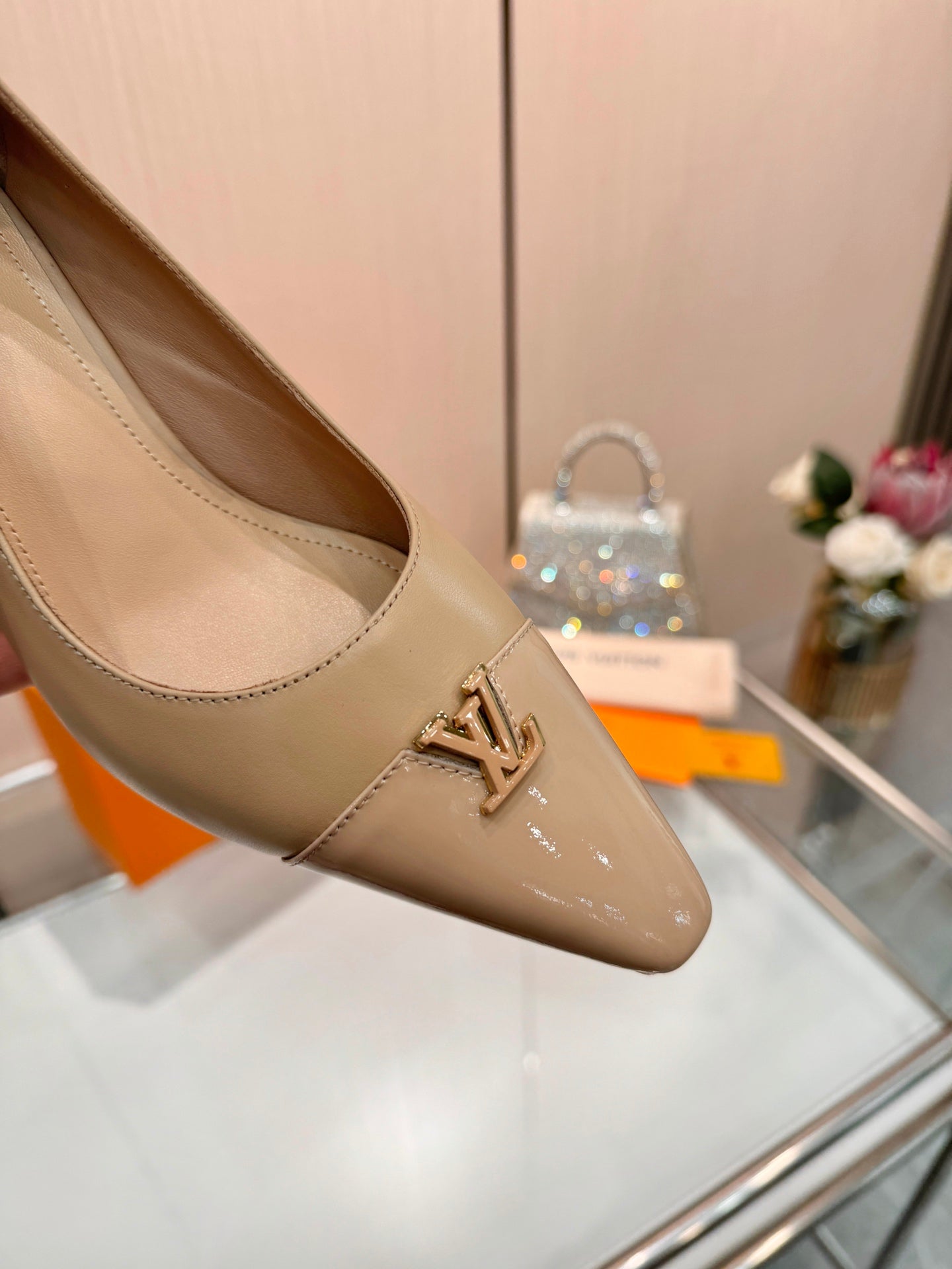LV 26S POINTED-TOE HIGH HEELS 55 MM IN BEIGE BROWN CALFSKIN