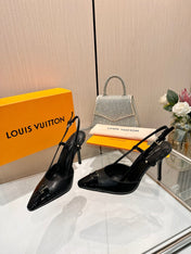 LV 26S SLINGBACK PUMPS 90 MM IN BLACK CALFSKIN
