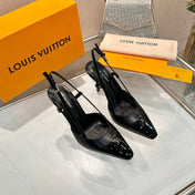 LV 26S SLINGBACK PUMPS 90 MM IN BLACK CALFSKIN
