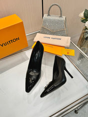 LV 26S POINTED-TOE HIGH HEELS 90 MM IN BLACK CALFSKIN