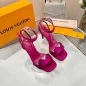 LV 26S HIGH-HEELED SANDALS 90 MM IN PINK SATIN
